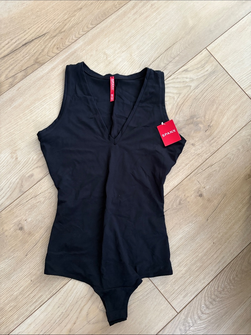 SPANX Black V-Neck Sleeveless Bodysuit